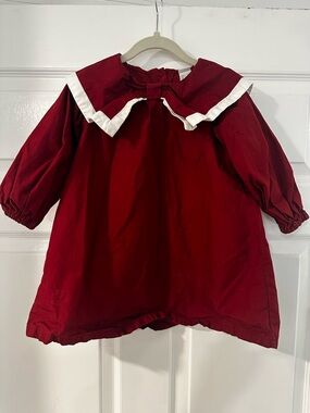 H&M Red Dress with White Trim Girls' Casual Sailor Collar
